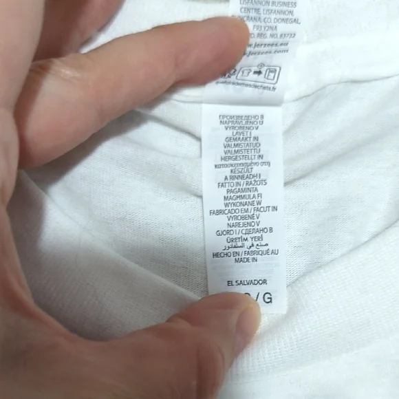 Jerzees White Tee with Navy and Red Logo - Picture 3 of 4